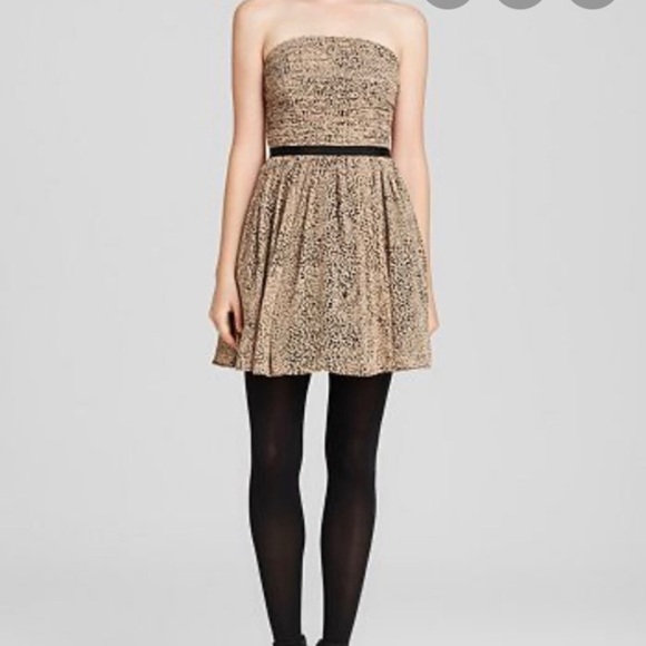 GUESS Leopard Print Strapless Black / Brown Mini Dress Size M‎ NWT - Picture 4 of 15